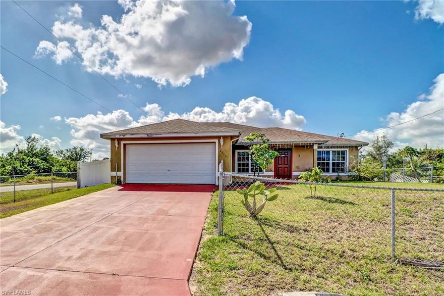 Beautiful home on a corner lot. Split bedroom design with plenty of space for the family.  3 bedrooms and 2 baths, tiled throughout, granite on counter-tops an a double car garage.  Newer AC only 4 years old and a 5 month old water heater.  Home is fully fenced and has a nice size lanai for relaxing, an outdoor counter for a kitchen/wet-bar and an outdoor shower.  Has plenty of room for a pool and space to enter the backyard through a side entrance and has a small shed to keep your tools or toys covered.  Schedule your showings today and make this beautiful house your HOME!