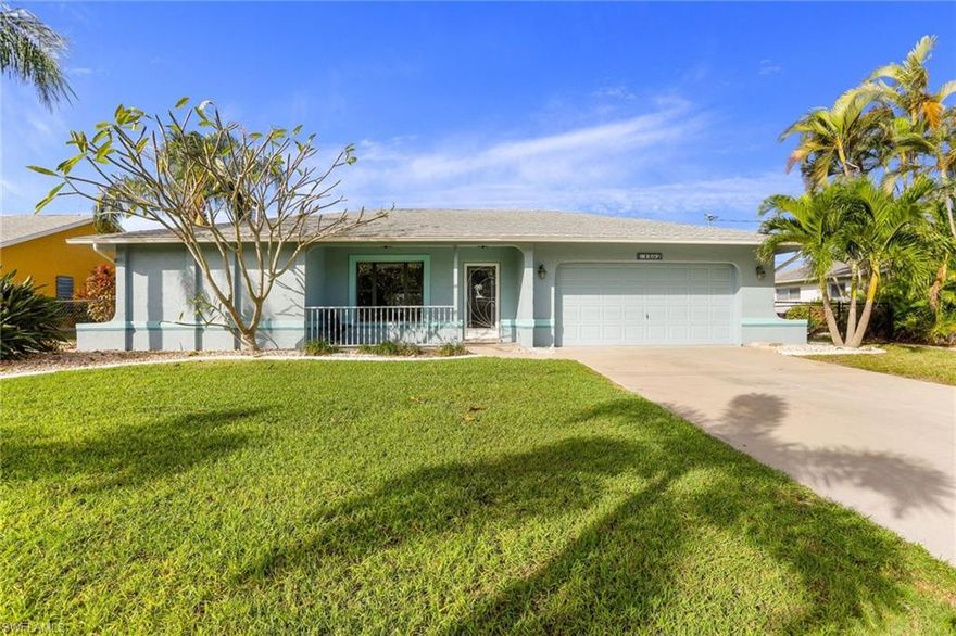 Experience this remodeled 3 Bedroom, 2 Bathroom, plus 2-car garage western exposure Gulf Access pool home with a view of Intersecting Canals. Conveniently located with quick access to shopping, downtown Cape Coral as well as to Fort Myers. This home has been lovingly designed with an updated Kitchen, Master Bath, Open Concept Living Room, and indoor laundry. You'll have great open views of the pool area and beyond to the canal from pocketing sliding glass doors. The property features lush mature landscaping and beautiful palm trees. Enjoy your time poolside with picture perfect sunsets, complete with a deep lanai and new pool heater. To really enjoy the Southwest Florida boating lifestyle this home includes a 10,000 pound boat lift with new motors, aluminum bunks, and full canopy. Truly, this is casual contemporary waterfront living at a great location and price.