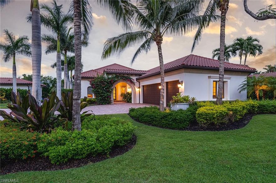 Welcome to 18125 Via Portofino Way in Miromar Lakes, a prestigious community known for its pristine white-sand beach, championship golf course, tennis courts, fitness center, and luxurious spa. This exceptional turnkey former London Bay Homes model is a 3100 sf one story home offering beautiful views, an open floor plan, and a luxurious interior. The spacious living area features soaring ceilings and abundant natural light. The gourmet kitchen boasts high-end appliances and quartz countertops with large island. The master suite is a private retreat with a spa-like en-suite bathroom and walk-in closets.  The well appointed guest rooms are large and private.  Enjoy the outdoor oasis with a covered lanai and a sparkling pool.  The home also has a temperature controlled and well-appointed 3 car garage with epoxy floors and plenty of storage space.  This meticulously maintained home, combined with the vibrant amenities and lifestyle of Miromar Lakes, creates the ultimate Florida living experience.   The home will be sold turn key and even includes a beautiful BMW 7 series automobile.  Don't miss the opportunity to own this stunning turnkey home at 18125 Via Portofino Way!