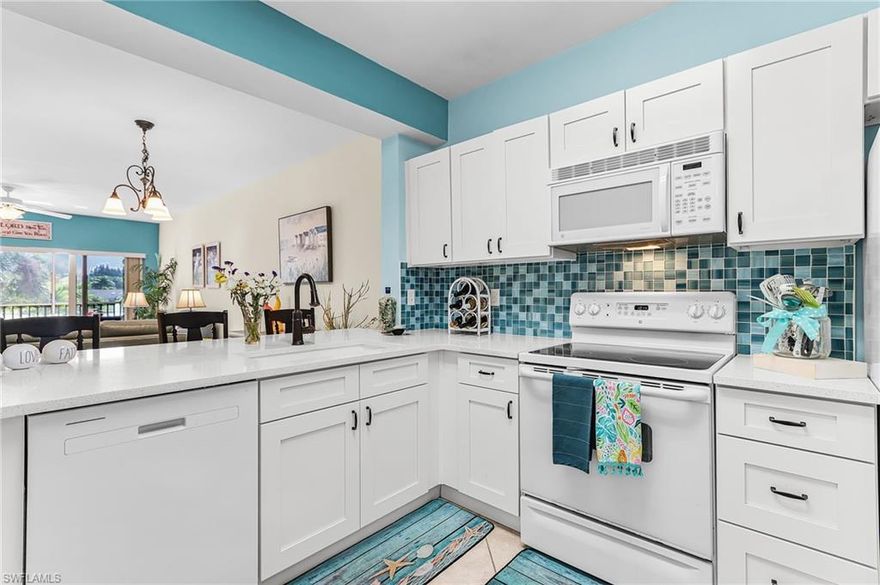 Turnkey furnished—move right in, nothing needed. This beautifully updated 3BR/2BA condo offers the perfect blend of comfort, location, and lifestyle in the heart of Bonita Springs. Recent updates include 2024 quartz countertops, new cabinetry, dishwasher, and refrigerator, plus A/C (2022), washer (2022), and water heater (2019).

The split-bedroom layout provides privacy and flexibility, with a true third bedroom ideal for guests or a home office. Enjoy peaceful lake and fountain views from the screened lanai in this elevator building, along with over 2 miles of scenic walking paths.

Lakeside Hideaway is pet-friendly (two pets allowed), features low condo dues, and is located in flood zone X (no flood insurance required, no known flooding). Community amenities include a heated pool and well-maintained grounds.

Conveniently located near Downtown Bonita Springs, beaches, dining, and shopping, and approximately 30 minutes to RSW Airport.

Minimum 14-day rentals allowed up to 12 times per year, offering flexibility for seasonal use or investment potential.