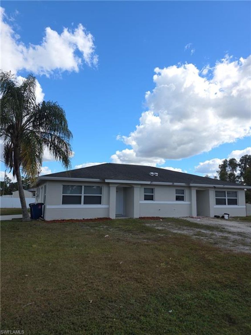 Income-producing opportunity in an outskirts Fort Myers location! This well-maintained duplex is ideally situated just off State Road 82, conveniently positioned between Fort Myers and Immokalee, offering easy access for commuters, local employment centers, and growing development corridors. Each unit features 3 spacious bedrooms and 2 full bathrooms, with durable all-tile flooring throughout for low-maintenance living and long-term tenant appeal. Bright, open living areas flow into functional kitchens, private open patios — perfect for outdoor relaxation. With strong rental potential, separate living spaces, and a location in a rapidly expanding area, this property is ideal for investors seeking steady income. Don’t miss this versatile and high-demand investment opportunity in one of Southwest Florida’s fastest-growing corridors!