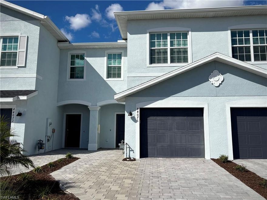 Experience effortless living at 44076 Bellamy Place, located in Tucker’s Cove within the nationally acclaimed community of Babcock Ranch—where modern design meets an active, connected lifestyle. This beautifully furnished 3-bedroom, 2.5-bath townhome offers over 1,800 square feet of stylish, move-in ready living, perfect for those seeking comfort, convenience, and a true sense of community.

The open-concept main living area is designed for both relaxation and entertaining, featuring a well-appointed kitchen with modern cabinetry, ample counter space, and a full appliance package. The kitchen flows seamlessly into the dining and living areas, with sliding glass doors leading to a private lanai—ideal for morning coffee or unwinding in the Florida sunshine.

Upstairs, the expansive primary suite serves as a private retreat, complete with an en-suite bath and two walk-in closets, offering exceptional storage and functionality. Two additional bedrooms provide flexibility for guests, family, or a home office. A one-car garage and added storage space enhance everyday convenience.

Living in Babcock Ranch means enjoying a lifestyle centered around wellness and community. Residents have access to resort-style pools, a state-of-the-art fitness center, parks, playgrounds, and miles of scenic walking and biking trails. Enjoy gathering at Founders Square, as well as nearby shopping plazas, local dining options, and everyday conveniences—all designed to make life easy and connected.

This is your opportunity to rent a fully furnished home in one of Southwest Florida’s most innovative and desirable communities—schedule your private showing today.