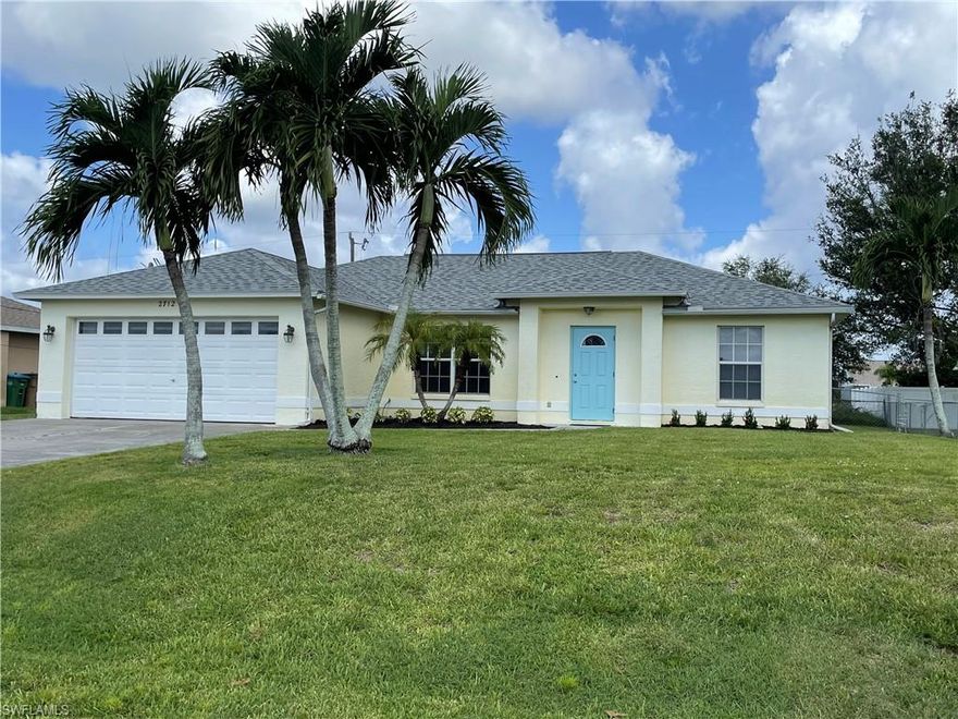 Welcome to your dream home in SW Cape Coral! This stunning single-family home offers everything you could ever want and more. With 3 spacious bedrooms and 2 beautifully remodeled bathrooms, there is plenty of room for the whole family. The 2-car garage provides ample space for your vehicles and storage needs. Step outside and be greeted by your very own in-ground pool, perfect for those hot summer days and entertaining guests. The kitchen is a chef's delight, featuring granite counters and stainless steel appliances that will make cooking a breeze. The recently remodeled kitchen and baths add a touch of modern elegance to this already impressive home. Newer carpet in the bedrooms provides a cozy and comfortable atmosphere, while the tile flooring throughout the living and wet areas adds a touch of sophistication. The laundry room in residence comes complete with a washer and dryer, making laundry day a breeze. And the best part? Pool care and lawn care are all included in the rent, giving you more time to relax and enjoy your new home. This backyard is fenced so bring along your furry friends (dog/cat with approval) to enjoy this beautiful space with you.