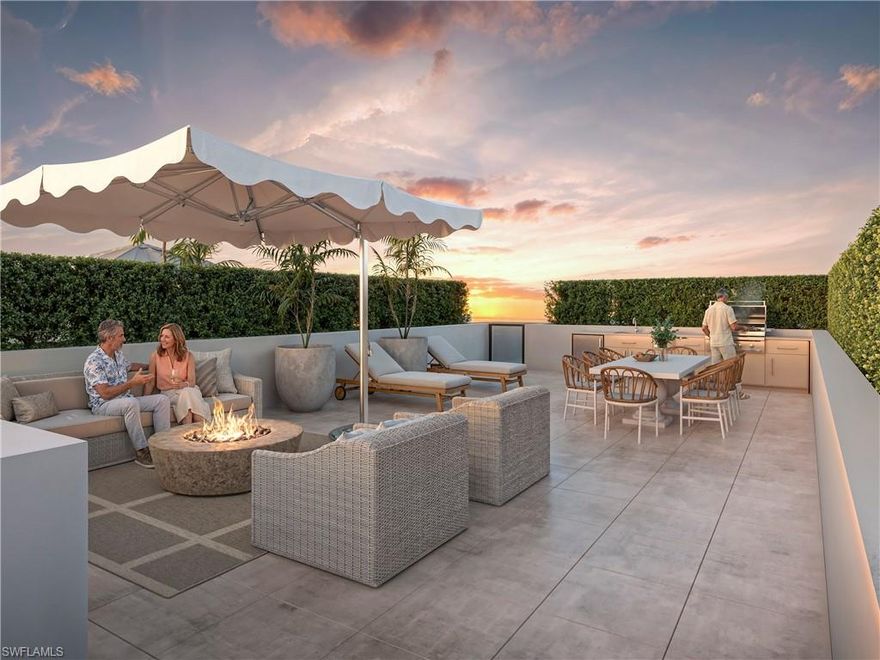 Sales Center located at 850 Central Avenue #120 Naples, FL 34102. Residence 201 at Two Ten West is a 2-bedroom plus den corner residence in one of downtown Naples’ newest boutique luxury developments. Thoughtfully designed with high-end interior finishes, the home features sleek New Style cabinetry, creating a contemporary, sophisticated aesthetic throughout. Designed for seamless indoor-outdoor living, the residence offers multiple private outdoor spaces, including a spacious balcony with an outdoor fireplace and an expansive private rooftop terrace—perfect for entertaining or relaxing. Floor-to-ceiling windows frame cityscape views while filling the home with abundant natural light. This residence also includes a private 2-car garage, providing convenience and security in the heart of downtown. Just steps from 5th Avenue South, residents enjoy premier dining, shopping, galleries, and entertainment, all within an exclusive, low-density setting. Estimated delivery Fall 2026.