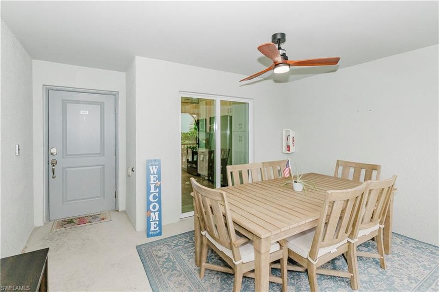 This beautifully designed Veranda condo offers the perfect blend of luxury, comfort, and resort-style living. Featuring 2 spacious bedrooms, 2 full bathrooms, plus a versatile den, this upper-level unit boasts a thoughtfully designed split floor plan for added privacy. The open-concept living area, volume ceilings, and modern finishes create a bright and inviting space ideal for both everyday living and seasonal enjoyment. Enjoy two private screened lanais, one in the front and one in the back, perfect for relaxing or entertaining while taking in peaceful golf course and lake views. The gourmet kitchen is equipped with stainless steel appliances, quartz countertops, and ample cabinetry, flowing seamlessly into the dining and living areas. The den offers flexibility for a home office, reading space, or additional guest accommodations. As a resident of The National, you’ll benefit from a bundled golf membership, granting access to a championship golf course along with resort-style amenities including a pool, clubhouse, fitness center, tennis and pickleball courts, spa services, dining options, and more. Located in Ave Maria, one of Southwest Florida’s fastest-growing communities, you’ll also enjoy convenient access to the charming town center with boutique shops, restaurants, parks, and scenic walking trails. Don't miss your opportunity to experience maintenance-free, resort-style living in this vibrant and sought-after golf community.