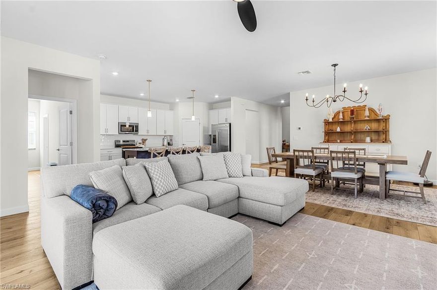 Beautifully upgraded 4Bed/3Bath home in Bayshore Ranch — where modern design meets laid-back Florida living. Inside, the entire home features luxury vinyl plank flooring, and a bright open layout.
The kitchen is chef-approved with quartz countertops, stainless steel appliances, upgraded cabinetry, and stylish LED lighting. It flows perfectly into the oversized great room, and straight out to the screened-in lanai and pool with a peaceful private backdrop, ideal for relaxing or hosting friends year-round.
The owner’s suite checks every box: frameless glass walk-in shower, quartz vanity, designer tile, and a walk-in closet. Three additional bedrooms give you flexibility—guests, office, gym, whatever you need.
Major upgrades already done for you:
Impact-rated windows & sliders
Smart-home features including Ring Doorbell, smart thermostat & smart lock
Brick-paver driveway + patio
Energy-efficient construction for lower bills
Bayshore Ranch residents enjoy a unique Community Center with a rustic Event Barn and oversized Oak-shaded porch — the perfect spot for birthdays, game nights, and community events.
Fresh, updated, and move-in ready — nothing left to do but start living your best Florida life.