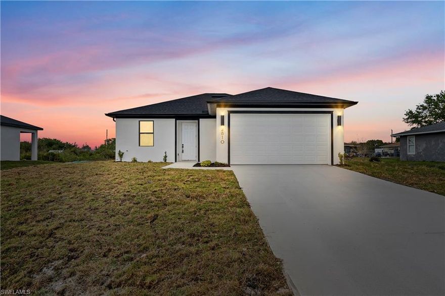 Move-in ready new construction, priced to sell and designed for the way you actually live. This beautifully built home offers a spacious and functional layout with great separation between living areas and bedrooms, giving you both comfort and privacy. From the moment you walk in,
you’ll notice the open feel, natural light, and clean modern finishes that make the space feel like home instantly. The kitchen features a central island that flows seamlessly into a spacious living area, creating the perfect setup for both everyday living and entertaining. The primary suite is privately positioned away from the other two bedrooms, offering the separation buyers love. It also features dual sinks, providing both space
and convenience. A full double car garage adds extra storage and practicality, perfect for vehicles and additional space. Located near Sunshine Blvd N with quick access to main roads, shopping, dining, and everything Lehigh Acres has to offer. Seller is offering up to $10,000 towards buyer’s closing costs, making this an even better opportunity. One of the best values on the market right now. Don’t miss the opportunity to
make it yours.