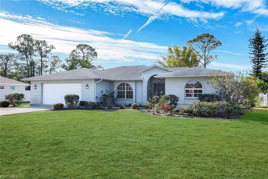 North Fort Myers Gem with Lots of Potential!  Discover the perfect blend of space, comfort, and value in this split floorplan home. Built in 1998, this 3-bedroom, 2-bathroom home offers just under 2,100 square feet of versatile living space on an impressive, oversized lot on a quiet cul-de-sac.  

The thoughtfully designed floor plan provides flexibility with separate living and family rooms, allowing for both entertaining and relaxed everyday living. A dedicated dining area with an arched window adds architectural character and natural light, while the adjacent living spaces flow seamlessly, creating an open and welcoming atmosphere.

The galley-style kitchen offers generous counter space, a convenient pass-through/breakfast bar, and an eat-in dining nook. Beyond the kitchen is a large, screen-enclosed lanai, perfect for an extended living or dining area. Imagine enjoying your morning coffee or evening cocktails, overlooking your generously sized backyard - with plenty of room for gardening, play, or future outdoor enhancements like an outdoor kitchen or a pool.

The primary suite serves as a private retreat and features a spacious bathroom with dual-sink vanity and an elevated soaking tub positioned beneath an arched window. Two additional bedrooms provide flexibility for family, guests, a home office, or hobbies.  The guest bathroom features a Safe-Step walk-in tub.  The roof was replaced in 2017, and AC 2016.

The desirable Terrapin Wood community is known for its spacious lots, light deed restrictions, and convenient location near shopping, dining, downtown Fort Myers, major roadways, and Southwest Florida airports. This property has never flooded.  It awaits only your personal touches to make it into the perfect Southwest Florida home you’ve been dreaming of!