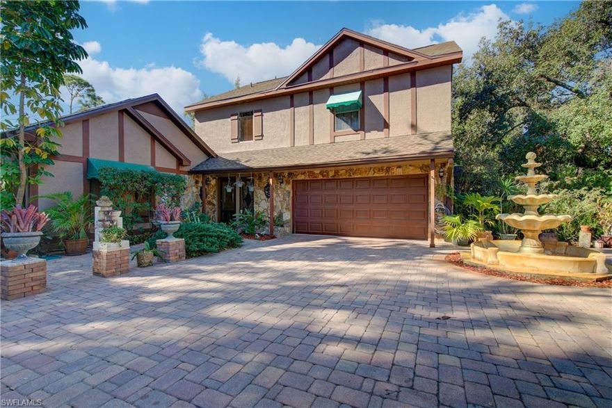 LOCATION LOCATION LOCATION!!! Welcome to 3836 Hidden Acres Circle North, a truly one-of-a-kind Egyptian-inspired estate located in the highly desirable Hidden Acres community of North Fort Myers. Set on a rare .453-acre lot, this distinctive residence offers 3,874 square feet under air, a private guest suite, and an exceptional blend of architectural character, space, and lifestyle amenities.

This custom home features expansive living areas, a private personal library, and a beautiful glass-enclosed sunroom under air complete with its own sink and mini refrigerator—perfect for year-round entertaining or quiet relaxation. The oversized 603-square-foot garage provides ample space for vehicles, storage, or a workshop. Recent major improvements include a brand-new roof, new spa heater, and offering added peace of mind.

Outdoor living is truly extraordinary. The property boasts a super-sized pool measuring approximately 40 feet by 12 feet with an 8-foot depth, creating a true resort-style experience. The outdoor areas include a 1,100-square-foot pool deck, a 1,200-square-foot screened porch, and an additional 1,580-square-foot screened area that includes a covered shed, ideal for storage, hobbies, or gardening equipment. There is abundant space for gardens both under the lanai and throughout the property, enhancing the private estate feel.

Hidden Acres offers a rare lifestyle combination with private Gulf-access boating via a community boat launch, as well as horse trails and running paths, making this an ideal setting for boating enthusiasts, outdoor lovers, and those seeking space and privacy. The private guest suite provides excellent accommodations for visitors or multi-generational living.

With its unique architectural design, expansive indoor and outdoor living areas, new major systems, and exceptional community amenities, this home presents a rare opportunity to own a truly distinctive estate in one of North Fort Myers’ most private and sought-after neighborhoods. Land, lifestyle, and location—this property stands apart.