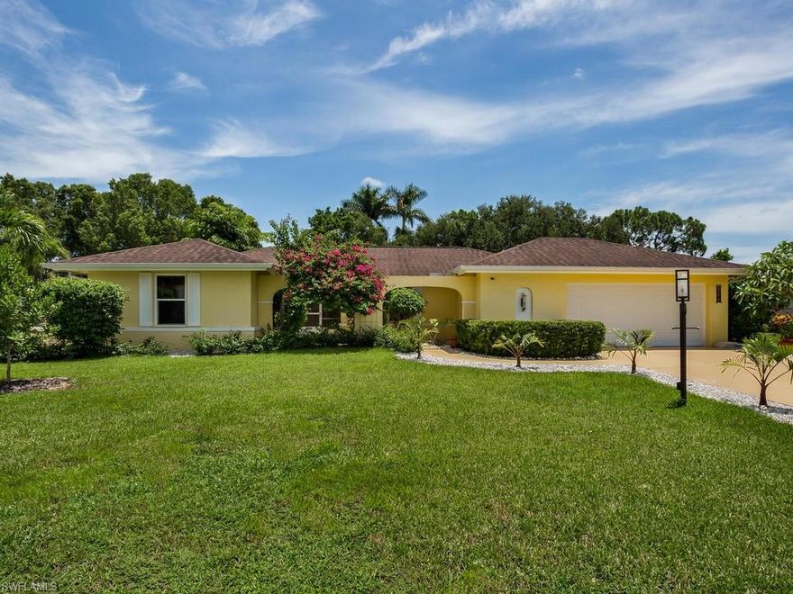 Are you looking for a beautiful pool home in South Fort Myers? This amazing home in Tanglewood features a recently remodeled kitchen; complete with designer Cabinets, subway glass tile back splash, granite counters, and stainless steel appliances.  The owners have meticulously decorated this property. This is the home where you don't have to remodel anything, just move in and enjoy the space!  The home is situated on an over sized lot and offers a tranquil 28 foot pool, New central air duct system 2013, New insulation 2013, new pool pump and filter system (energy smart) 2014, Private Security Cameras, custom landscaping, covered lanai, a variety of fruit trees (Mango, lemon, and grapefruit) and lots of tropical foliage.  Other features are a 2.5 car garage with storage and epoxy floor, huge laundry room, gorgeous wood floors in all the bedrooms, impact windows, roll down shutters, hurricane safe insulated garage door installed in 2011, and proximity to Whiskey Creek Golf Course and Beaches.  Make an appointment to see this property TODAY!