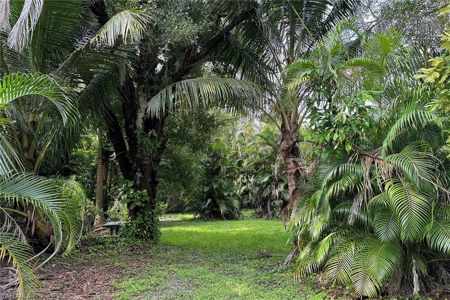 Two lush tropical homesites available and being sold together in the quaint up-and-coming neighborhood of Old Bonita Springs. Small stream runs through the two properties. Possibilities for a main house and guest house with pool as an option on the two sites. The two sites are included in the $159,000 price.