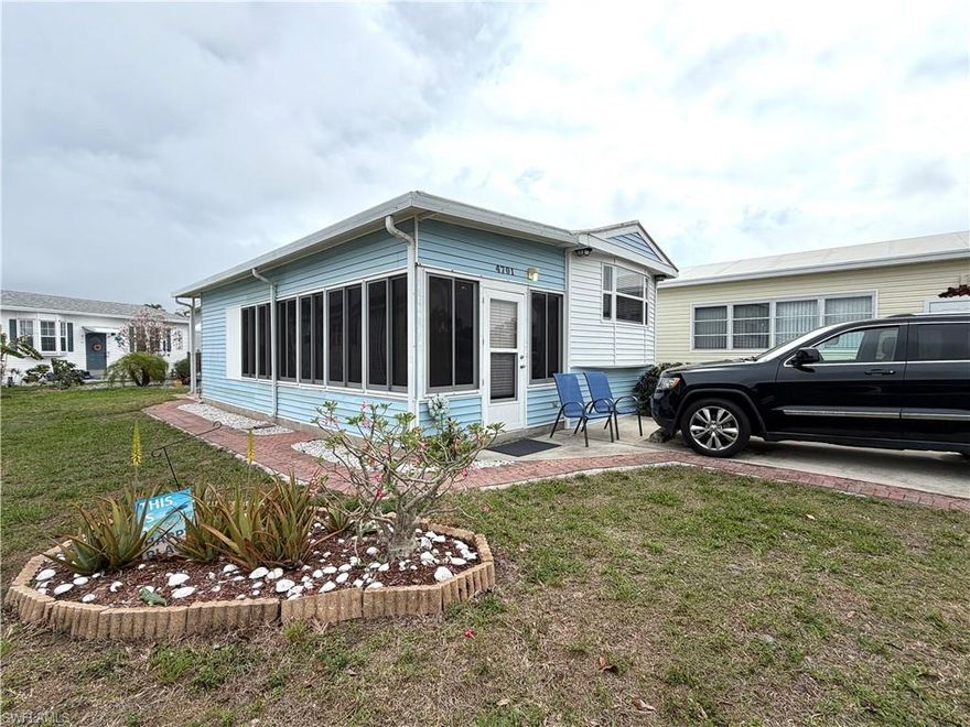 This charming one bedroom, one bath home perfectly combines comfort and convenience. As you enter, you are greeted by a spacious living area filled with natural light, thanks to large windows that create a warm and inviting atmosphere. The highlight of this property is the delightful enclosed screen room, a perfect space for relaxation or entertaining guests while enjoying views of the outdoors.  Located within a lively community, you'll have access to fantastic amenities, including on-site property management and an activity director to assist with planning fun events. Boat enthusiasts will appreciate the boat storage options complete with kayak and canoe storage, along with a convenient ramp leading to the Estero River and ultimately to the Gulf of Mexico. Engage in a wealth of activities right within the community! From bocce and tennis to shuffleboard, sand and water volleyball, horseshoes, and pickleball, there's never a dull moment. Join in on community dances, breakfasts, lunches, parades, and talent shows, keeping you busy and connected with neighbors. This mobile home is not just a residence; it's a lifestyle packed with recreation and camaraderie. Don't miss your chance to call this beautiful home in Riverwoods Plantation your own!