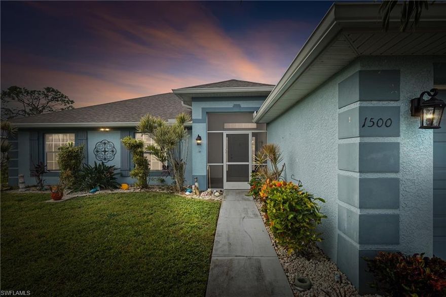 New Price Alert!! This is the one you’ve been looking for! Move-in ready and packed with MODERN UPGRADES, this 4 BED, 2 BATH home in NW Cape Coral is sure to impress! Enjoy peace of mind with a NEW ROOF (OCT 2022) and NEW AC (2021), plus FRESHLY PAINTED interiors that give that like-new feel. The OPEN FLOOR PLAN with VAULTED CEILINGS creates a bright, inviting space perfect for family gatherings and entertaining.

The CHEF’S KITCHEN is a showstopper, boasting QUARTZ COUNTERTOPS, AMPLE CABINETRY, and a LARGE ISLAND with seating for 6+, perfect for meal prep or hosting friends. Your private oasis awaits in the SPACIOUS PRIMARY SUITE, complete with a SPA-LIKE BATHROOM and an UPGRADED WALK-IN CLOSET with room for all your wardrobe dreams.

Step outside to a tropical, FULLY FENCED BACKYARD with FRUIT TREES and a charming FIREPIT AREA—ideal for relaxing or creating memories with loved ones. The SCREENED LANAI offers the perfect spot for your morning coffee or evening drinks. With TILE FLOORS THROUGHOUT (NO CARPET!) and a location that’s NOT IN A FLOOD ZONE, this home checks all the boxes. And yes, it has FOUR BEDROOMS!

Conveniently located just minutes from exciting amenities: FESTIVAL PARK (5 MINUTES), PINE ISLAND CORRIDOR shopping and dining (8 MINUTES), and the future CRYSTAL LAKE PARK (12 MINUTES), featuring beaches, boardwalks, and more.

PRICED TO SELL, schedule your showing today! **Some photos have been virtually staged.