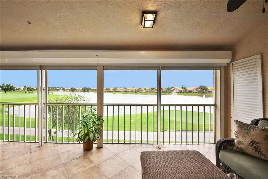 Welcome Home to Worthington Country Club ~ a distinctive bundled golf community. Sitting on the second tee, this carriage/coach home is open , spacious and boasts volume ceilings. Golf and panoramic lake views provide a perfect backdrop for this second floor residence. The three bedroom, two bath home home is appointed with tile (on diagonal) floors throughout the living area, granite counters, stainless appliances, tiled backsplash, under cabinet lighting, updated baths , tiled lanai and so much more. Shutters (electric and one manual rollup) secure the screened lanai. Additionally, the carriage home is being sold turnkey furnished and conveys with ground level storage and a detached one car garage. The A/C was replaced approximately 2 years ago 
 Experience the Worthington lifestyle ~ Amenities include; a Gordon Lewis-designed championship 18-hole golf course, lighted Har-Tru tennis courts, bocce courts, cabana and state-of-the-art clubhouse which offers spa and fitness services, dining and an outdoor pool and spa.
