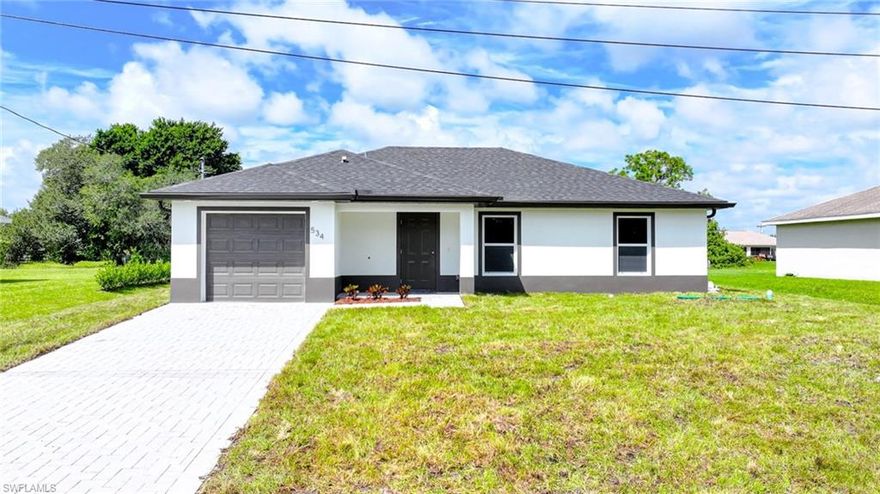 BRAND NEW CONSTRUCTION!! You Will Be Amazed By The Quality Of This Brand New 3 Bedroom/2 Bathroom Home With Eastern Exposure For Those Amazing Painted Florida Sunrises On An Oversized 1/4+ Acre Lot In Lehigh Acres, FL. This Home Has 1258 SF Under Air And It Is COMPLETELY Finished With Its CO Issued! You Can Move Into It Today Or Use It As A Cash Flowing Rental Unit (High Demand). The Gourmet Kitchen Comes With Quartz Countertops, STAINLESS STEEL APPLIANCES, White Real Wood Shaker SOFT TOUCH Cabinet Doors & Drawers, Glass Tile Backsplash, Floor To Ceiling Pantry, And A Large Breakfast Bar. Other Upgrades Include; FREE BRAND NEW WASHER AND DRYER WITH PURCHASE OF THIS PROPERTY, HURRICANE IMPACT WINDOWS AND DOORS, Glass Back Door To Let In More LIGHT, Large Designer Porcelain Tile Flooring Throughout Entire Home, PAVER DRIVEWAY, High Ceilings, Large Living Room, Upgraded Baseboards, Large Dining Area, Custom Interior/Exterior Two-Tone Paint, Custom Ceiling Fans/Lights, Large Walk-In Closets, Quartz Countertops In The Bathrooms Along With Accent Tile Over The Tub Areas, New Landscaping Package, Southwest Exposure For Those Beautiful Florida Sunsets, Epoxy Coating In The Garage And On The Open Covered Lania, And A Laundry Area Including A New Washer And Dryer Inside The Home. The House Next Door Is Identical And For Sale As Well. The Owner Will Make A Deal For A Double Sale! This Home Is Close To Regional Shopping Malls, Golf Courses, Interstate I-75, Regional Airport, FGCU, Restaurants, Schools, Golf Courses, MLB Spring Training Baseball, Outdoor Parks, Boat Ramps, Amazing Fishing, And Those Amazing White Sand Beaches Of The Gulf Of America!