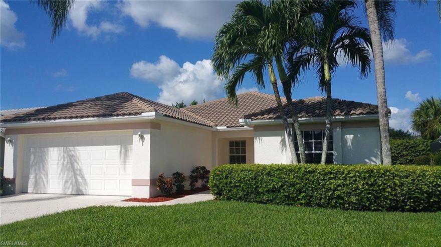 Great opportunity to move into a wonderful 3 bedroom, 2 bath home in desirable Colony Pointe. This home makes an ideal full time residence, second home or investment property! Centrally located off Daniels Pkwy -just minutes to the airport, shopping, restaurants & a short drive to area beaches! Wonderful open floor plan w/vaulted ceilings, beautiful wood flooring thru-out living areas, formal living and dining areas and a spacious family room open from the kitchen and sliders to the lanai! Large master bedroom with good size walk-in closet and sliders out to the lanai. Master bathroom boasts dual sinks, large shower & separate soaking tub. Upgraded kitchen w/newer refrigerator, dishwasher, oak kitchen cabinets, ceramic tile counter top and a sunny breakfast area. Custom window treatments, Tile roof, stamped concrete walkway and driveway, gutters, screened lanai and a private yard w/outdoor brick patio perfect for bbq, entertaining & enjoying the great outdoors. Fantastic S. Ft Myers community w/low fees ($360/Q), great amenities (heated pool,spa & fitness) & a convenient Daniels Parkway location close to everything! Hurry - homes in this community don't last!