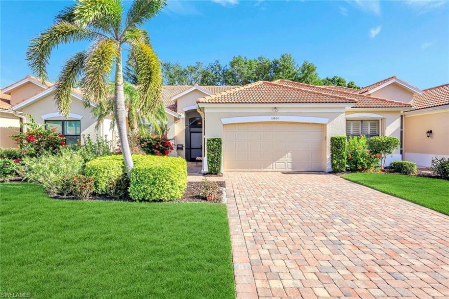NOW AVAILABLE MAY 1ST 2026 - TRANSFERRABLE GOLF MEMBERSHIP! Welcome to Hunters Ridge! A beautiful gated bundled golf community located in lovely Bonita Springs, FL. This 3 bedroom, 2 bath attached villa offers GOLF Membership and is turnkey fully furnished! The king master bedroom, en-suite bath is dbl vanity with private TV. The 2nd bedroom room is a queen with TV and the 3rd/den has pull out sleeper. The kitchen has been updated with white cabinets, 3 bar stools, stainless steel appliances, granite countertops and subway tile backsplash and separate dining room. The living room is very spacious with TV, wifi, cable, newly updated and opens up to a private lanai which offer serene view of landscaped area. Washer and dryer, New grill too and freshly painted 2 car attached garage. Hunter’s Ridge is a private, member-owned golf and country club featuring a Par 72, 18-hole championship golf course designed by Gordon G. Lewis. Golf lovers will appreciate the driving range, chipping and putting greens, and three golf simulators. Additional amenities include tennis and pickleball courts, bocce ball, a clubhouse with dining and a grill room, NEW large community pool with a poolside café, a club patio bar, a state-of-the-art fitness center with exercise classes, and a variety of social activities. New Midtown shopping, restaurants (opening 2026-2027) short distance from RSW airport off I-75 and minutes away from the Barefoot Beach, shopping and dining! Included in the rent are golf fee, pickleball, tennis, irrigation, water, sewer, lawn care, wi-fi, and cable.