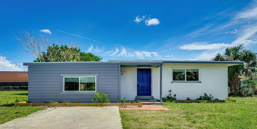 BACK ON THE MARKET!!!! MOTIVATED SELLER!!! - Completely Renovated Fort Myers HOME — New Roof (2023), NO Flood Zone, No HOA, & great Rental Potential! Welcome to this beautifully updated 3-bedroom, 2-bath home offering modern finishes, energy-efficient upgrades, exceptional flexibility, and a strong rental history, making it an excellent opportunity for both homeowners and investors. Located in the  This property is outside of a high-risk flood zone—meaning flood insurance is likely not required. With NO HOA, owners enjoy added freedom, reduced overhead, and fewer restrictions. This residence has been extensively renovated and features a new roof installed in 2023, brand-new flooring, fresh interior paint, new double-hung windows, steel exterior doors, and new interior doors throughout. Added comfort and efficiency with a mini-split AC system providing individual temperature control in every room, upgraded electrical, and new recessed lighting in most living areas. The fully remodeled bathrooms showcase custom Italian ceramic tile, stone shower flooring, and shaker wood cabinetry, delivering a modern, high-quality finish. The layout offers excellent flow between living spaces, ideal for everyday living, entertaining, or rental use. With its own bathroom, spacious living area, and private rear entrance, this space will perform well as part of the home’s rental setup and offers flexibility for future use as additional living space, guest quarters, home office, or extended-stay accommodations. This area could also potentially be configured into a 4th bedroom by easily adding a single wall creating a hallway to the second bathroom giving common access to the rear exterior door. Exterior upgrades include new stucco and Hardie board siding, improved landscaping, and a brick walkway leading to the front door, enhancing both durability and curb appeal. Window hurricane shutters with installed attachment brackets provide added peace of mind during storm season. The backyard features banana trees, a mango tree, and additional fruit trees, creating a peaceful outdoor setting. Conveniently located near schools, shopping, dining, and major roadways, this move-in-ready home offers a track record of rental performance, making it a compelling option for investors seeking a long-term or short-term rental strategy, as well as buyers looking for flexible living space in an established Fort Myers neighborhood. Plus, it's only 6 mins to downtown Ft Myers offering nightlife close by! Schedule your private showing today and experience the value and versatility of this updated Fort Myers property.