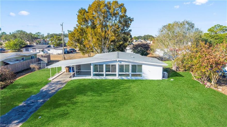 Two bedroom, one bath home next to Lee Blvd! City water and sewer. All assessments are paid. Perfect opportunity to own your home today. Fully renovated! Space to add a second bathroom and another bedroom. Open floor plan. Fully impact windows, over $20,000 in cost! Excellent for your first home or for investment. New flooring, bathroom and kitchen with stainless steel appliances. Seller is offering closing cost assistance to the buyers! Very easy home to show. Good neighborhood and very safe for anyone. Easy access to Fort Myers. Why buy a condo in an HOA when you can own a home with a yard!! Hablo Español.