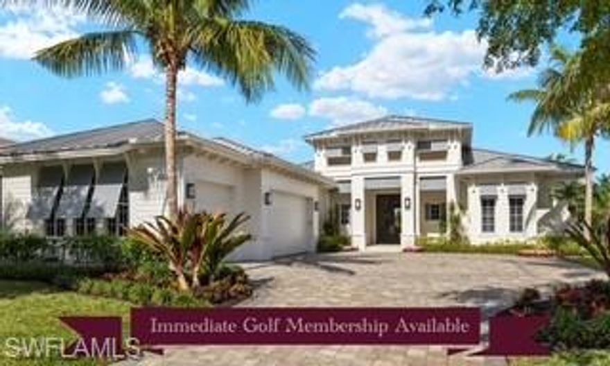 ** SELLER MAKES GOLF MEMBERSHIP IMMEDIATELY AVAILABLE **
Circumstances for Seller benefits this home’s Buyer who can skip the current wait list (50+) and golf this Season! Secure your Residency and Membership (and skip the 50+ person golf waitlist) at the award-winning Talis Park Golf Club, an exclusive golf community situated in North Naples. This custom-built, professionally decorated McGarvey home promises unforgettable memories.

Spanning approximately 3600 square feet of air-conditioned living space, the home features soaring ceilings, an expansive open floor plan, and an abundance of natural light. This inviting and luxurious ambiance creates the illusion of a larger space.

The exquisite dream kitchen hosts a multitude of cabinetry, an oversized island and adjacent walk-through bar. This home with two dining locations, spacious lanai with see-through gas fireplace, and multiple seating areas, is built for entertaining friends while enjoying the evenings’ pristine sunsets.

For those who enjoy a luxurious lifestyle, the four ensuite bedrooms, fifth full pool bath, additional powder room and vast living area make this property an entertainer’s paradise.

As a resident of Talis Park, you will have access to a variety of recreational activities, including pickleball, tennis, bocce, in addition to active social calendar of events throughout the year. The grounds encompass miles of walking and biking trails, a dog park, fitness center, Esprit Spa and numerous dining venues.

Convenience is paramount, as the home is conveniently located minutes from grocery stores, banks, and shopping centers. It is also ideally situated within a 20-25 minute drive from the RSW and Naples airports.