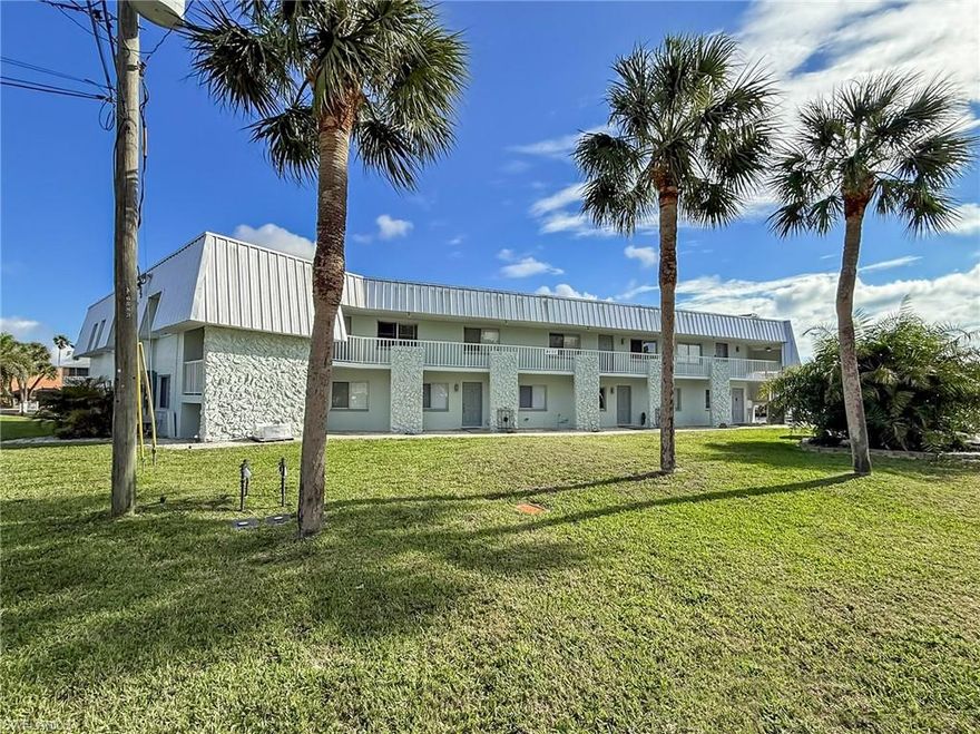 SAILBOAT ACCESS!! END UNIT!! BOAT DOCK!! This completely fashionably renovated unit has 2 bedrooms 2 baths and a boat dock directly in front of your lanai! Roughly 25 minutes by boat to the Caloosahatchee River, this condo is a boater's dream location. Situated near downtown Cape Coral where all the shopping, restaurants and nightlife are located, it is also 2 canals from the Bimini Basin project under construction at this time. Additionally, it is also across the canal from the approximately 40 acres site that the city has purchased for demolition and redevelopment making this an ideal purchase for not only personal enjoyment but as an investment. A complete remodel done in 2024, all new appliances, a new A/C condensing unit installed in July of 2023 with a 10 year transferable warranty and impact resistant windows and doors. New exterior paint and repairs completed end of Feb. 2024 and new flood gates installed on each door in 2025. Every realtor says their listing is a "must see", but this one really is.a must see.