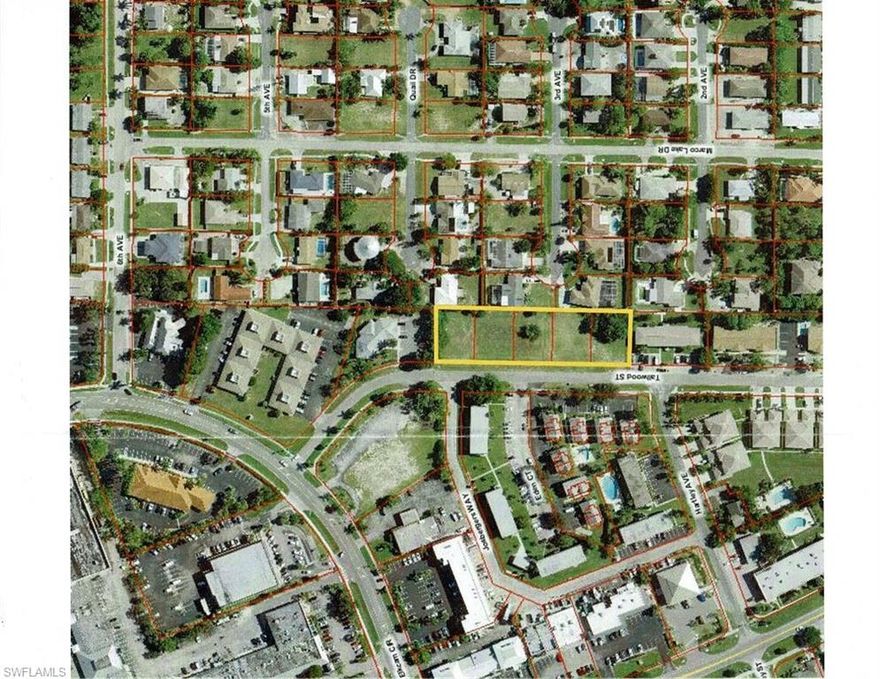 RARE OPPORTUNITY to purchase 573, 565, 557, 549 and 541 Tallwood St. (the last 5 consecutive vacant Residential Multi-family lots on Marco). These 5 lots totaling approximately 1 acre will accommodate 12 Multi-family units for resale, rentals or employee housing. Lots will not be sold individually and must be sold as a package sale, architectural concept plans included with the sale.