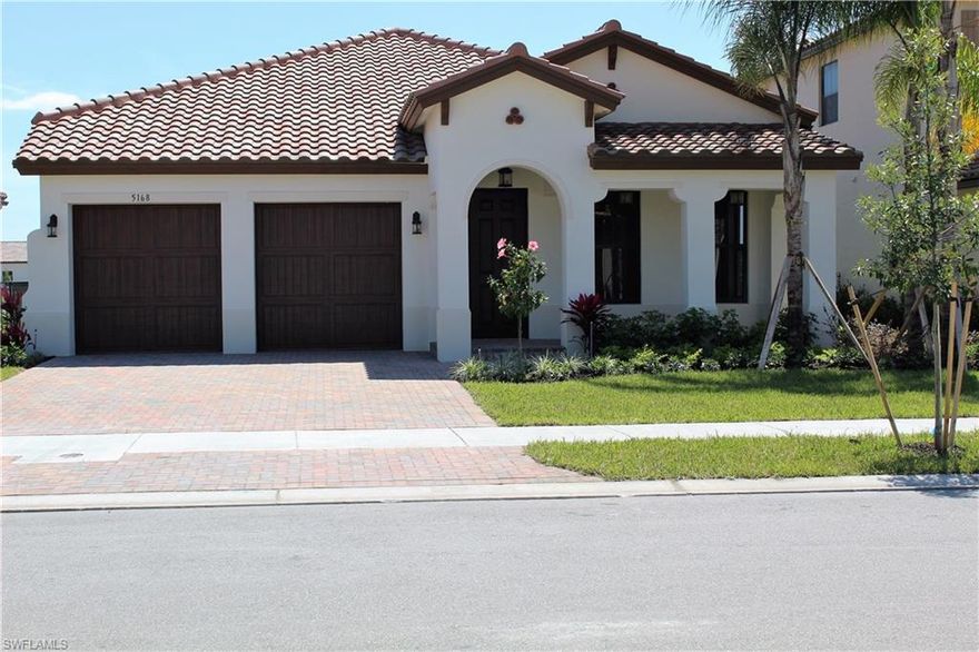 BEAUTIFUL ENCINO HOME AT MAPLE RIDGE. ELEGANT MEDITERRANEAN- STYLE EXTERIOR WITH WITH BARREL TILE ROOF. ENJOY LAKE VIEWS FROM YOUR KITCHEN AND FAMILY ROOM AND COVERED TERRACE. BACKYARD HAS ROOM ENOUGH FOR A POOL. 18X18 TILE FLOORS THROUGH OUT LIVING AREAS. GORGEOUS GOURMET KITCHEN HAS ALL STAINLESS STEEL APPLIANCES INCLUDED, WOOD CABINETS WITH GRANITE COUNTER TOPS TOO! ELEGANT 12' CEILINGS GIVE THIS HOME A SPACIOUS AND OPEN FEEL . CONVENIENT LAUNDRY ROOM WITH CABINETS OVER WASHER AND DRYER WHICH ARE INCLUDED TOO. EXTERIOR FEATURES INCLUDE HURRICANE SHUTTERS, AUTOMATIC SPRINKLER SYSTEM, PAVER DRIVEWAY, WALKWAY AND COVERED TERRACE.  ENJOY MAPLE RIDGE LIVING AT ITS BEST - PRISTINE LAKES AND NATURAL PRESERVES, PARKS, WALKING AND BIKE PATHS, DOG PARK, WATER PARK, TENNIS AND MUCH MORE! NEW AMENITY CENTER OPENING SOON WITH RESORT STYLE POOL, STATE OF THE ART GYM, CLUBHOUSE AND MORE! CONVENIENTLY LOCATED NEAR SHOPPING, DINING AND RECREATIONAL ACTIVITIES. CITY WATER AND SEWER