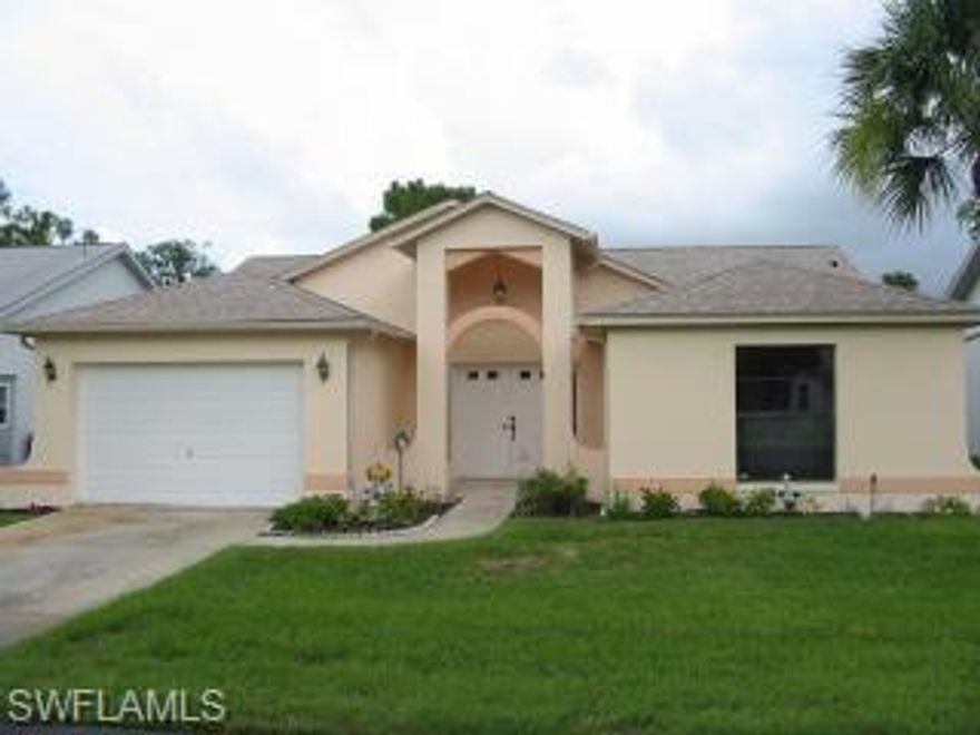 Rare property on quiet cul de sac. Seller has just had the home completely re piped, completely re painted throughout the inside, and installed brand new laminate floors. The old dome in the kitchen has been updated with crown molding and contemporary light fixture. There is a large den off the great room with a double pocket door entry, this room connects to the peaceful lanai at the rear of the home with a pass through to the kitchen, and garage is a full 1.5 stall garage. AC is new in 09. Sabal Springs Golf and Racquet Club is a gated, guarded and patrolled community with amenities that include clubhouse with restaurant, Olympic sized heated pool, clay tennis courts, lawn care along with fertilization and irrigation reclaimed water. Each home in the community is painted every seven years at the expense of the HOA fund low dues of 561.00 quarterly make this home and community the best pick in Lee County Florida for country club living.