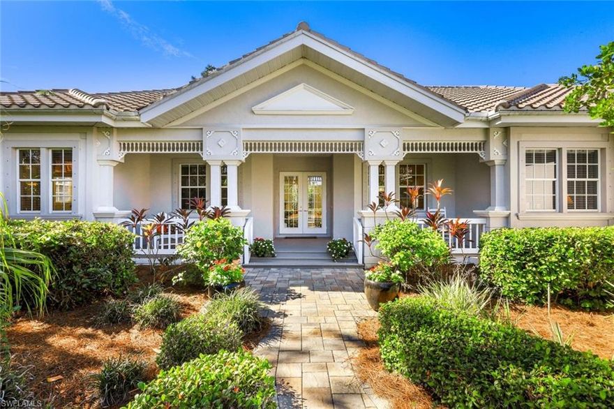 *SEE VIRTUAL TOUR* ONE-OF-A-KIND custom design by exclusive London Bay Homes in Pelican Landing’s prestigious Lakemont neighborhood. This three bedroom plus flexible den is nestled at the end of an intimate cul-de-sac backing to pristine environmentally protected reserve. Greeted with lush landscaping and charming woodwork on approach to extended front porch, main entry opens to reveal sun-kissed gathering room where three French doors invite one’s eyes to perhaps the single largest poolside covered entertaining space we have seen in the community. Running along the entire rear perimeter of the residence, this covered outdoor space showcases numerous skylights and palpable ambiance. This home features tastefully updated kitchen and bathrooms, neutral flooring throughout interior living spaces, and includes newer roll-down hurricane shutters and screening in pool enclosure. Pelican Landing includes a 34-acre private island beach club, gulf access sailing and kayaking, 12 Har-Tru tennis courts, fitness center, bocce, Pickleball, and recreation and educational activities. SKIP THE WAIT LIST: OPTIONAL FULL GOLF MEMBERSHIP TRANSFER AVAILABLE AT CURRENT NESTGOLF.COM RATES AT CLOSING