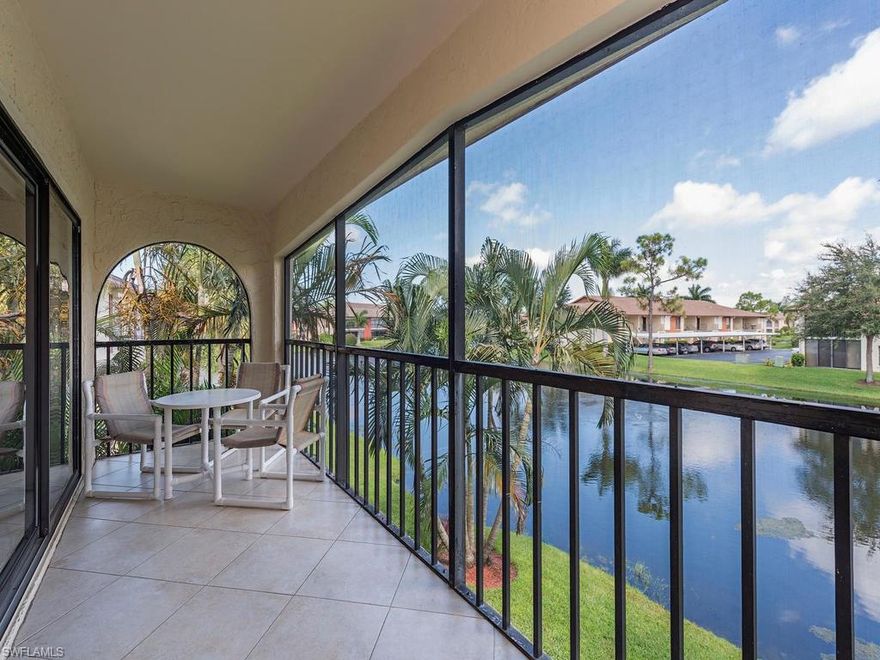 C.12649 - Top Floor End Unit!! Updated kitchen with granite counters and new cabinetry! Tile flooring throughout living area! Nice lake view! Spacious floor plan! Wonderful location close to golf, restaurants, library, shops, downtown Naples and the beautiful beaches.