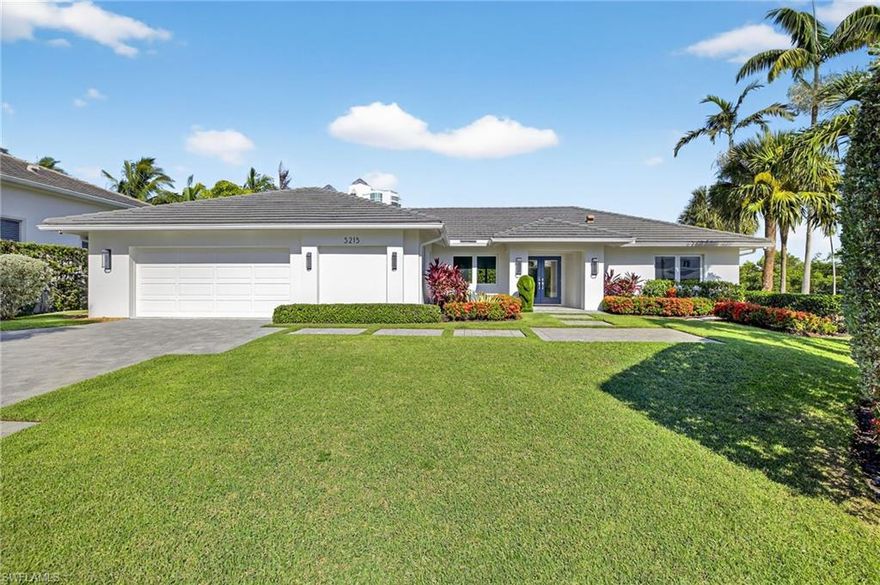 Welcome to 5215 Seashell Avenue in the highly coveted waterfront enclave of Seagate.  Tucked away at the end of a quiet cul-de-sac surrounded by high-end homes is this 4 Bedroom/3 Bathroom waterfront home with 110 feet of canal frontage.
This exceptional home was thoughtfully redesigned by renowned local architect, MHK Architects, and was completely renovated inside and out in 2023.
This home boasts a light and airy mid-century contemporary flair inspired by California ranch-style architecture.
Enter into an open-concept living space with spacious living room replete with vaulted ceilings, wide plank light oak hardwood floors and dramatic contemporary accent wall.  Wall of glass opens to the rear outdoor space seamlessly blending indoor/outdoor living.
A true chef's eat-in kitchen features sleek European-style flat panel cabinetry, oversized island with waterfall edges, stainless steel appliances, bar area plus lovely dining room ideal for entertaining.
Master suite oasis with spacious bedroom with contemporary accent wall, walk-in closet with custom built-ins and a spa-like en-suite bath with custom double vanity, step-in shower, freestanding soaking tub and separate water closet.  Split floor plan with 2 additional guest bedrooms with full baths plus a 4th bedroom currently set up as an office/media room. Convenient laundry room with great storage.  2-car attached garage with epoxy floor.
Outdoor resort-style private oasis with covered living and dining area, TV, gorgeous pool and spa plus a canal front patio with firepit.  A boater's dream with direct water access and a floating dock.
Optional Seagate Beach Club membership offers private beachfront access.
Truly exceptional and a great value for this highly desirable neighborhood.
Easy access to schools, Waterside Shops, downtown Naples, I-75 as well as Naples and Fort Myers airports.