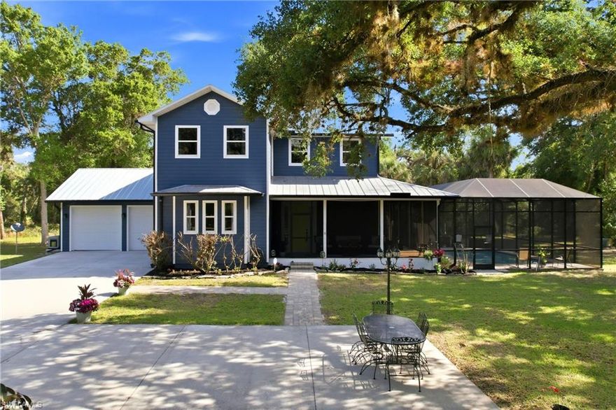 This beautifully renovated two-story estate is set on 6.2 acres along the scenic Bedman Creek, surrounded by a breathtaking canopy of mature oak trees. Located on a quiet dead-end road, this oak hammock property delivers the privacy of your own peaceful oasis buyers are looking for.
The home has been fully renovated boasting a totally redesigned kitchen and bathrooms, new flooring, and has been freshly painted on both interior and exterior. The master suite features a  beautifully designed Closet Factory closet and dual vanities in the bathroom. The redesigned kitchen features a gas cooktop with built-in griddle, commercial grade hood, double wall ovens, all-new cabinetry featuring glass view uppers, a huge island/bar, and beautiful granite countertops; all offering both function and style. Bathrooms have been completely upgraded with new fixtures, vanity, mirrors, and tile, creating a clean, modern finish throughout the home. Home also features built-in shelving in the great room, and a den/study/office area perfect for working from home.
Major improvements include a new whole-home generator, whole-home RO system, and brand new Tough Shed on concrete pad, painted to compliment the house; all providing added space, reliability, and convenience. The outdoor space is equally impressive, with a refinished saltwater pool, a newly resealed pavered pool deck, and a brand-new screen enclosure. Whether you are entertaining family, guests, or simply embracing the tranquility of nature sitting on the fully enclosed wrap around porch; it is the perfect space for enjoying the natural surroundings year round.
A rare opportunity to own a private, fully updated home on acreage, with creek frontage, in a truly serene country setting.
