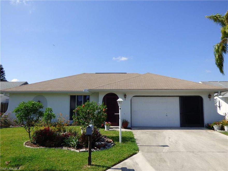 It is the sought after Maplewood floorplan with large lanai(23' x 12'). 3 bedroom 2 bath plus family room. Laminate flooring in the master bedroom and bedroom 3. Bath sinks and vanity have been redone. HVAC was replaced a year ago. Electric Panel replaced 2.5 years ago. Screened front entry and screened garage door opening. South Point South is a great neighborhood with a community pool, clubhouse, shuffle board private roads. Check it out to see why there is usually a waiting list.