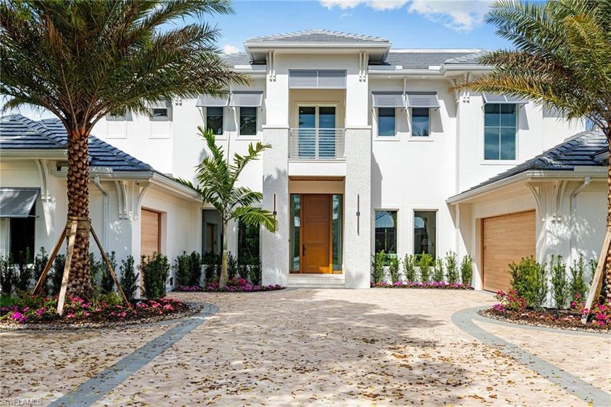 Brand-new coastal contemporary residence, offering a refined blend of modern design, functionality, and quality craftsmanship in The Moorings.

Situated on a desirable western-facing estate lot, this residence features 5 spacious en-suite bedrooms, a large private study, and 2 powder baths. The main level offers over 3,500 square feet of living space, including a luxurious primary suite, a VIP guest suite, and a dedicated study. The second floor includes three additional en-suite bedrooms, a secondary living area, and access to a large covered terrace with western exposure, providing abundant natural light and sunset views.

The outdoor living area is designed for seamless indoor-outdoor enjoyment, featuring a covered lanai with motorized screens and shutters, a saltwater pool and spa, and an expansive sun deck.

Interior appointments include a gourmet kitchen with high-end appliances and custom cabinetry, formal dining area, wet bar, private elevator, two laundry rooms, and an oversized three-car garage. Additional features include a 27kW whole-house generator and Lutron smart home system.

Constructed to current building codes with solid concrete construction and elevated design, the home incorporates energy-efficient materials and durable finishes, including natural stone and wood elements.

Ideally located just minutes from 5th Avenue South, Venetian Village, Waterside Shops, Mercato, and Naples’ white-sand beaches. The property is eligible for membership to the private Moorings Beach Park.

This property represents a compelling combination of location, design, and construction quality.