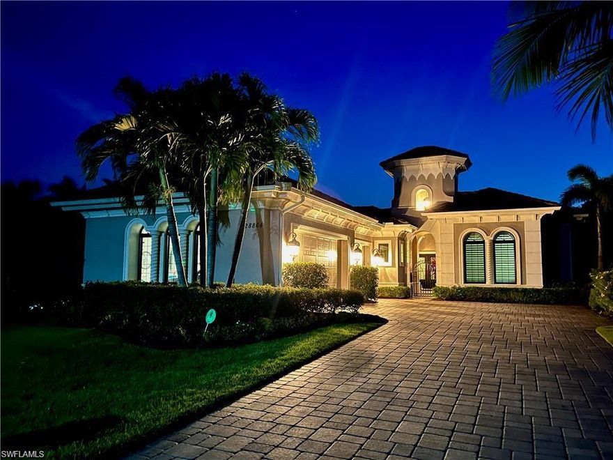 Be captivated while entering this luxury, beautifully furnished Marlowe model offering 4 ensuite bedrooms, 4 full baths plus powder room, den, and dining room featuring high tray ceilings, crown moldings, plantation shutters throughout, wood floors and neutral decor with one of the best oversized lots and views on the 4th green of the Lakes course in Escala neighborhood. Florida living at is best, relax in the salt water pool and spa. The split floor plan offers privacy for all..Spacious king owner’s suite with direct access to the outside lanai, features his and hers walk-in custom closets, dual vanities, and shower. The heart of the home is an entertainer’s dream with a 5-burner, gas countertop kitchen anchored by a large island perfect for entertaining family and friends; quartz counters, wall oven, microwave, stainless-steel appliances and walk-in pantry.  Leading from the living room with impact windows and doors and pocket sliders is a fantastic outdoor living space offering stunning southwestern sunsets around the covered lanai, multiple sitting areas, built-in gas fireplace, beverage refrigerator, sink, grill, and al fresco dining. The remaining ensuite bedrooms, with 2nd king and 2 queens bedrooms offer serene peace and tranquility.  Upgrades include: new Wi-fi controlled A/C, a Wi-fi controlled water heater, SpeedQueen commercial washer, sonos, mosquito misters and gas dryer. The 3 car garage features loads of extra storage and golf cart parking. Escala in Quail West includes lawn/pool maintenance as well as exterior pest protection. Amenity-rich Quail West, a hidden gem in North Naples, holds the exclusive Platinum Club® status which is the pinnacle of recognition for Private Clubs around the world recognizing the top 1% globally. The world-class amenities include two championship Arthur Hill golf courses, 100,000 sq ft elegant clubhouse with a variety of dining options, a racquet sports complex, tennis, pickleball, bocce courts, playground, indoor pool, hot tub, sauna, 12,000 sq ft state-of-the-art fitness center, full-service salon/spa and unending activities for every interest. Located Minutes to RSW, Downtown Naples, New Midtown Coming in 2026-2027, Mercato, & Waterside, and Don't Forget The Stunning Beaches!  Immediate Golf Membership Available and Seller To Provide List of Exclusions and Inventory.