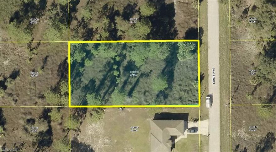 Very Nice high and dry generous oversize 1/2 Acre wide & deep homesite (width 105' x 210' deep +/- ... 22,050 Sq. Ft.) in a very quiet dead-end street of nicely kept single family homes within LEHIGH ACRES. This property has a few thinned pines with low secondary growth and grasses with highly desirable Western and Southwestern sunset views at the rear of home site with quick and easy access to Joel Boulevard, Palm Beach Boulevard (State Road 80), Lee Boulevard, shopping, restaurant, employment, medical care, SWFL International Airport, Caloosahatchee River, boating, beaches and all that beautiful Southwest Florida has to offer. Eastern morning sunrise views facing the roadway. County maintained paved roads with power and phone lines at the street. Build your dream or vacation home now and/or save this special oversize 1/2 Acre home-site for later. This unique property previously sold for $100,000. Don't miss this unique opportunity to purchase this premium home-site now for only $11,995 with $0 (ZERO) down, no credit check or income verification for ONLY $98.00 per month payment. Personal checks OK. Call today... you'll be so glad you did.