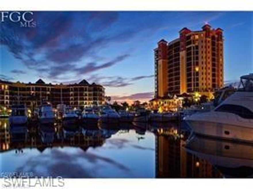 Wake up to the views of the Marina every morning! This Cayman floor plan offers 2 bedrooms and 2 bathrooms with a split bedroom layout. The kitchen is open for entertaining and offers a raised bar for guests to sit and chat while preparing. The granite counter tops, stainless steel appliances and wood cabinetry all compliment each other and allow ample room for storage. Sit on your screened lanai and enjoy the spectacular view or take a stroll through the shops, get a bite to eat at one of the 4 different eateries located on-site or go out for a day of boating or just enjoy the amenities of Cape Harbour, Marina, Boat house, 2 swimming pools, tennis courts, community exercise room, basketball court and play area. Call for your private showing today!