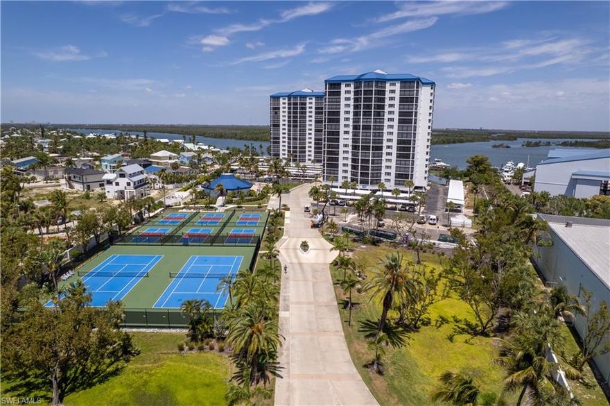 Experience coastal living at its finest in this updated 2-bedroom, 2-bath condominium at Ocean Harbor. Enjoy panoramic Gulf and Bay views from nearly every room, along with two private balconies perfect for taking in breathtaking sunrises and sunsets.

This light-filled residence offers an open layout, hurricane-impact windows, electric shutters, and is offered furnished for immediate enjoyment. Watch dolphins in the bay, boats passing through Estero Bay, and pelicans gliding over the mangroves—all from the comfort of home.

Ocean Harbor is one of Fort Myers Beach’s premier gated communities, offering direct deeded beach access, a marina with boat slips available for purchase, a kayak launch, a pet park, a resort-style pool and two built-in spas, an updated clubhouse with workout facilities, and beautifully maintained tropical grounds. Active pickleball and tennis programs add to the lifestyle. Private side access leads directly to Publix, Snook Bight Marina, Junkanoo Below Deck, and Fresh Catch Bistro.