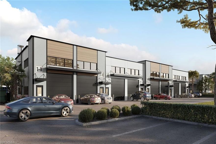 Exclusively in the only gated car condominium in the City of Naples, Jetport Motor Suites Unit F5 delivers a rare blend of security, sophistication and turnkey convenience. Encompassing 1,450 square feet (or combined with an adjacent suite to create a double unit), this premium space is delivered built out with a painted ceiling, an 8-foot industrial fan, poured concrete mezzanine, rear-positioned stair access and a full bath. The layout optimizes clear span width and offers the unique ability to eliminate the demising wall when units are combined, maximizing usable ground-floor space. Jetport Motor Suites is the only automotive condominium development in the region to feature whole-building backup generators and an engineered emergency water barrier system. The building is elevated above FEMA flood requirements, offering added protection. Owners benefit from onsite concierge oversight, private black car service and access to an in-house construction team for tailored enhancements. With lower monthly dues and superior specifications throughout, this community establishes a new benchmark for elite vehicle storage. Unit F5 is slated for completion in early 2026. This offering is designed for collectors who demand excellence, discretion and longevity in their vehicle investments. It is an ideal acquisition for those seeking a secure environment worthy of housing rare, exotic or historically significant automobiles.