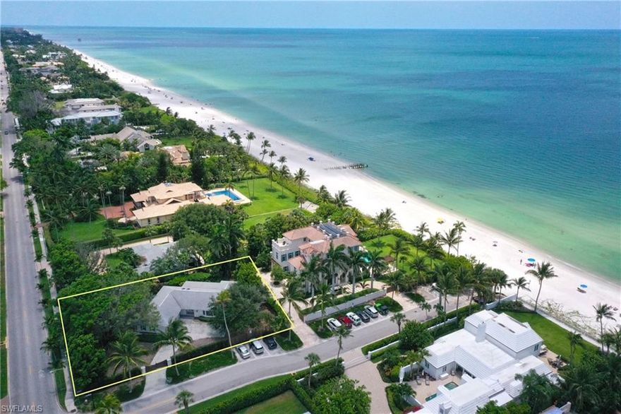 Old Naples prime lot  143’ on 6TH Ave N and 108’ on Gulf Shore Blvd. Steps to white-sandy beach and a stroll to the highly anticipated Four Seasons, Naples Beach Club Resort. Collier County PID for this property is 14101200009. Timing is perfect to purchase this prime home site lot in the beach block and build your dream. No HOA’s. Your neighbors home values are $35,000,000 and up.