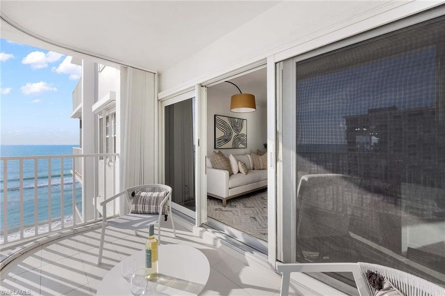 Enjoy a beautiful southern exposure and unobstructed gulf-front views in this move-in-ready, fully furnished beachfront residence. The open-concept floor plan features a kitchen with granite countertops that open to the main living space boasting breathtaking beachfront views. Capture more southern views from the primary bedroom. The secondary bedroom has an en-suite bath and walk-in closet. The desirable split-bedroom layout provides privacy and relaxation. Offering a generous rental policy of up to 12 rentals per year, this is a great investment opportunity. In the prestigious Moorings neighborhood, Naples Continental Club is a sought-after beachfront location featuring access to a variety of amenities, including a soon-to-be new beachside pool deck, barbecue area, social room, fitness center and secure lobby. The Naples Continental Club is just a short distance to fine shopping and dining at Venetian Village, and a short golf cart or bike ride from luxury shopping at Waterside Shops.