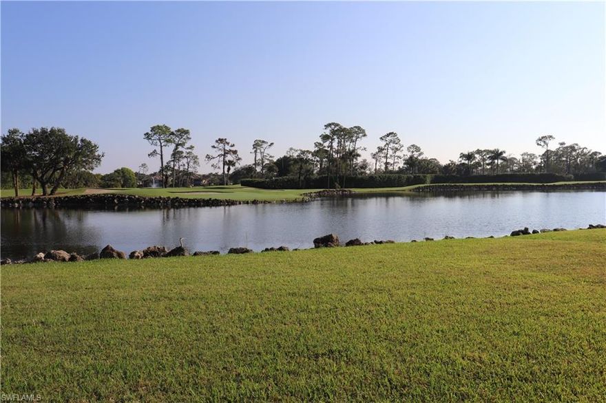 The best sunrise view in Greenlinks! Ground floor 3 bedroom/2 bath condo with an amazing lake and golf course view! This unit is turnkey with furnishings, bed and bath linens and complete housewares package. Master bedroom is at the back of the unit with a slider to the lanai and the same amazing view. The Greenlinks community has great amenities with 2 tennis courts, pickleball court, shuffleboard, bocce ball, beautiful resort style pool, spa and pool clubhouse with a fitness center. In walking distance to the amazing Sam Snead's Oak Grill and Tavern restaurant. The mandatory golf membership for GreenLinks is the only golf membership in Lely Resort without joining the Classics Country Club!