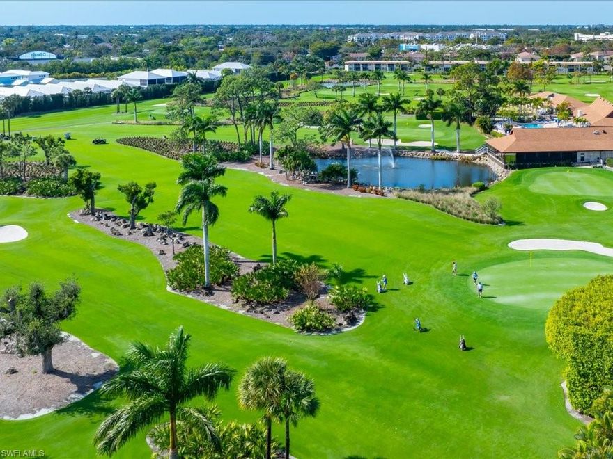Beautiful Glades Golf & County Club villa with SW exposure lake view. The Spanish style villa offers 2 bedroom / 2 bath and a large enclosed sun room overlooking the lake. The newly renovated kitchen features custom cabinetry, granite countertops, and brand-new appliances, while LED lighting adds a modern touch throughout. New luxury vinyl flooring with ProTech insulation enhances the space, providing both style and energy efficiency. Impact-resistant hurricane glass windows and doors offer added protection. A new roof was installed in 2019.   Enjoy your morning coffee, entertaining friends and family from the oversized sunroom year round or enjoy watching the natural wildlife such as turtles, ducks and herons. The villa is in walking distance to the pro shop, golf, clubhouse & the main pool with restaurant, pickleball & tennis. Offered furnished. Included in the HOA fees are water & sewer, cable TV & Wifi internet, a bundled golf-membership, only 10 minutes from Old Naples, 5th Ave S shopping & restaurants. The resort style amenities of The Glades Golf & Country Club include 2 beautiful Gordon Lewis designed golf courses, pickleball, tennis courts, 9 pools, bocce, shuffleboard, a restaurant on the 19th hole with in- and outdoor seating, a clubhouse, library, crafts room, pro shop, a vehicle wash station and so much more. Walk to public transportation & shopping.