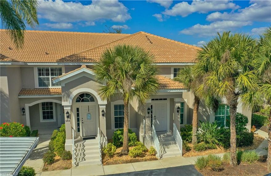 LARGE 1,558SF UPSTAIRS END UNIT OFFERED TURN-KEY NICELY FURNISHED WITH TERRIFIC UPDATES! PRIME LOCATION ON LAKE CENTER & NEXT TO POOL.  This 2BR+Den/2BA condo has an excellent floor plan with large kitchen and high ceilings. Kitchen recently updated with quartz counters and new appliances.  Enjoy tranquil lakeview, pleasant breezes and sunsets from your screened lanai which has recently added electric roll down storm shutter.  NEW ROOF & NEWER A/C.  Tile floors in main living area with newer luxury vinyl in bedrooms. Frameless glass shower in Master Bath. Recently repainted and upgraded fans & fixtures throughout. This unit has an assigned carport space and exterior storage closet. Comes with SOCIAL MEMBERSHIP which provides access to all community amenities including Pay As You Play Golf. Colonial Country Club offers 18 holes of recently refurbished Championship Golf, Clubhouse with dining, resort style pools, fitness center, tennis, pickleball, bocce, miles of walking trails and MORE! This community is highly desired for its high quality amenities, moderate HOA fees and convenient location near restaurants, shopping, the airport and I-75. IMPRESSIVE UNIT THAT IS MOVE-IN READY!