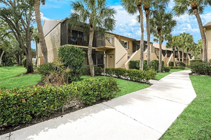 THIS WINTERPARK VIII ASSOCIATION CONDO HAS LOWEST HOA FEES IN WINTERPARK + INCLUDES FLOOD INSURANCE. Experience effortless Naples living in this beautifully renovated two-bedroom, two-bath second floor condo, ideally located with convenient access to the vibrant energy of downtown Naples. Thoughtfully updated throughout, this light-filled condominium blends modern sophistication with a relaxed coastal aesthetic. Cathedral ceilings elevate the main living space, enhancing the open, airy feel, while luxury vinyl plank flooring flows seamlessly throughout. The stunning kitchen is a true focal point, featuring distinctive ceiling details, quartzite countertops, and stainless-steel appliances—perfectly designed for both everyday living and entertaining. Enjoy tranquil landscaped views from the screened lanai, creating a private retreat for morning coffee or evening relaxation. Impact-resistant doors and windows provide both peace of mind and energy efficiency. Offered beautifully furnished, this condo provides the perfect opportunity for instant enjoyment. This pet-friendly community includes an impressive array of amenities, including a resort-style pool, clubhouse, scenic walking paths, bocce courts, pickleball, and tennis. A rare opportunity to own a move-in-ready coastal escape in one of Naples’ most convenient locations.