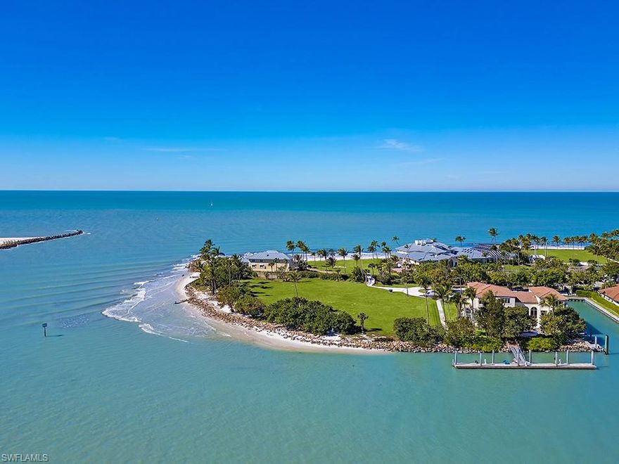 Gordon Pointe. The most unique, exceptional offering in Florida, and quite possibly the entire United States. The capstone of the storied Gordon Drive in Port Royal, Naples FL. Located on the southern tip 210 and 220 Bay Road present an incredible building opportunity, with 2 acres of ground, the ability to have protected harbor in the private 231' Yacht Basin, captivating Naples Bay views, and beautiful vistas of the Gulf of America. This property has no equal in the marketplace. Anchored in place and moored in legacy, Gordon Pointe possesses a rare combination of scale, privacy, and protected harbor. A once in a generation opportunity to acquire the ultimate estate.