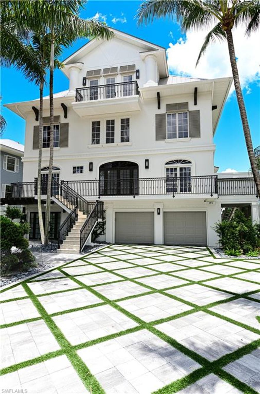 This totally renovated and updated Barefoot Beach Garden I home offers the widest Gulf views of any Barefoot Beach garden.  Completely rewired as a smart home and the interior was reimagined to 2021 design and finish standards.  Five en suite bedrooms, 7 baths, state of the art office.  Large open kitchen, dining, great room covered lanai plan with electric screens and shutters on bedroom and main living level.  Cloud room with large bar area and open 4th floor deck, overlooking the Gulf.  Finished to a very high level, private elevator, whole house generator, 3+ car garage, plus large storage areas and completely new landscaping, lighting, and custom designed driveway with pavers and turf.  Amenities include large pool, private beach, tennis and pickleball courts, fitness and clubhouse.  Option to purchase boat dock across the street and optional beach club with no waiting, (currently a one to two year wait).