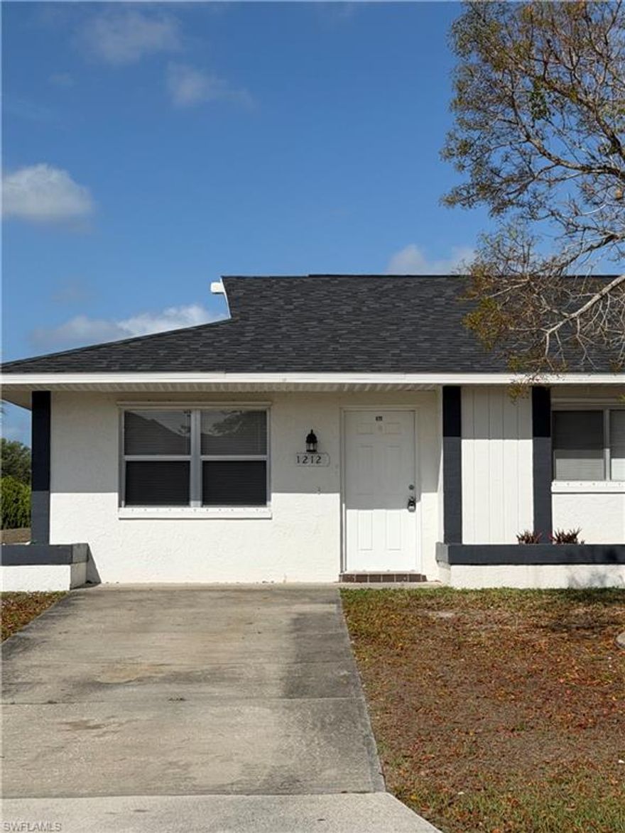 Centrally Located 2BD/2BA Duplex – Move-In Ready!
Experience the perfect blend of comfort and convenience in this bright, 972 sq. ft. corner-lot duplex. Recently refreshed with a new coat of paint and easy-to-clean tile throughout, this home is move-in ready. Located in the heart of Cape Coral near Santa Barbara Blvd and Nicholas Pkwy, you’re just minutes from everything. Includes laundry hook-ups and plenty of natural light.