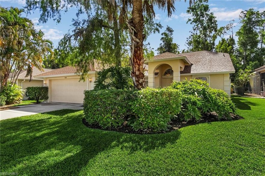 This well maintained 3 bed/2 bath home with a new roof is situated in a fantastic location in highly desirable Crown Pointe! An open main living area offers vaulted ceilings & an abundance of natural light. The kitchen features white cabinetry, granite counters, stainless steel appliances and bar seating. The spacious primary bedroom offers a walk-in closet & en-suite bathroom with a separate shower & soaking tub. The split bedroom floorplan is ideal. Find ample storage in the interior laundry room and oversized 2 car garage. Maximized indoor-outdoor living capability with pocketing sliders onto the expansive screened lanai from both the living area and primary bedroom. Enjoy room to relax & dine or entertain, overlooking the tropically landscaped private backyard.  In a location fast-growing in popularity for a reason, with easy access to the beaches, downtown Olde Naples, 5th Ave. S, Marco Island, Celebration Park, Naples Botanical Gardens & more! Experience the best of SWFL living with LOW HOA fees & no rental restrictions. Community features include a clubhouse, pool, tennis courts & state of the art fitness center including a sauna. Great Rental as 52 rentals are allowed.