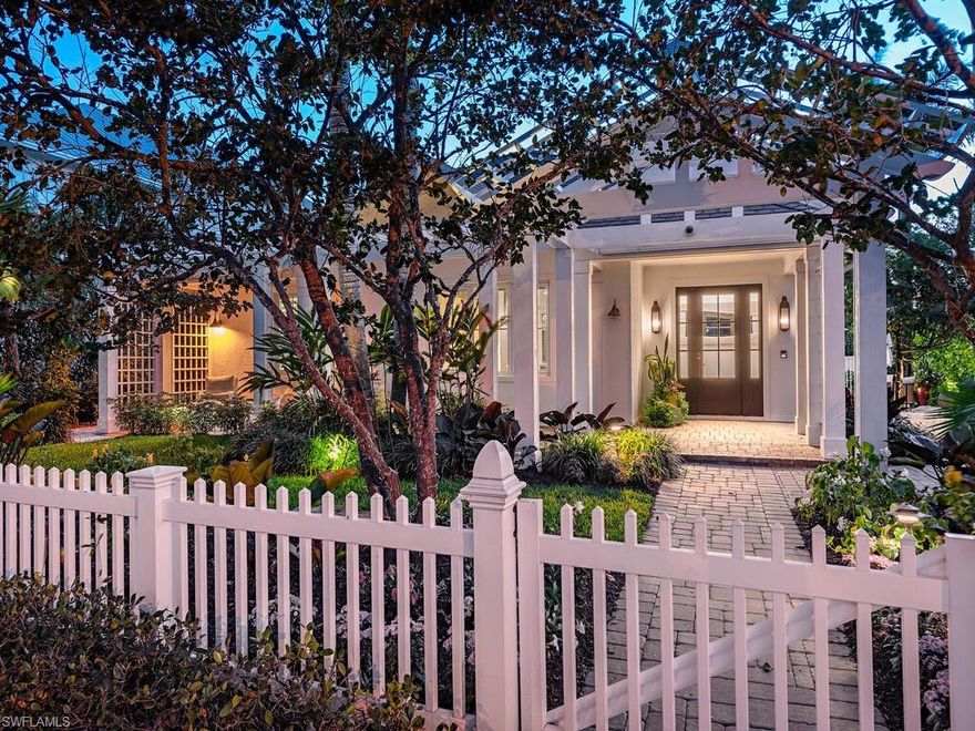 Steps from 5th Ave S and 4 blocks to the beach sits an exquisite Old Naples cottage like no other. Charming curb appeal to keep the historical feel but nothing less than breathtaking from the moment you step inside. Completely remastered and expanded by MHK Architecture and Big Island Builders in 2017 and improved even further by the current owners in 2023. The Residence offers a generous and open floor plan which includes roughly 3,300 square feet of living space, 4 bedrooms plus a bonus area, 4 full/1 half baths, generous first floor master bedroom, spacious guest wing with full wet bar and lounge area, 2.5 car garage, heated pool, luxurious outdoor kitchen space with grill, and fire place. Additional features include whole home automation, multitude of security cameras, lutron lighting system, automated shades, complete home surround sound with landscape speakers, wine storage, refrigerated drawers, ice maker, and the list goes on. This home is immaculate and in a setting and location to be envied. This is the epitome of downtown Naples living!